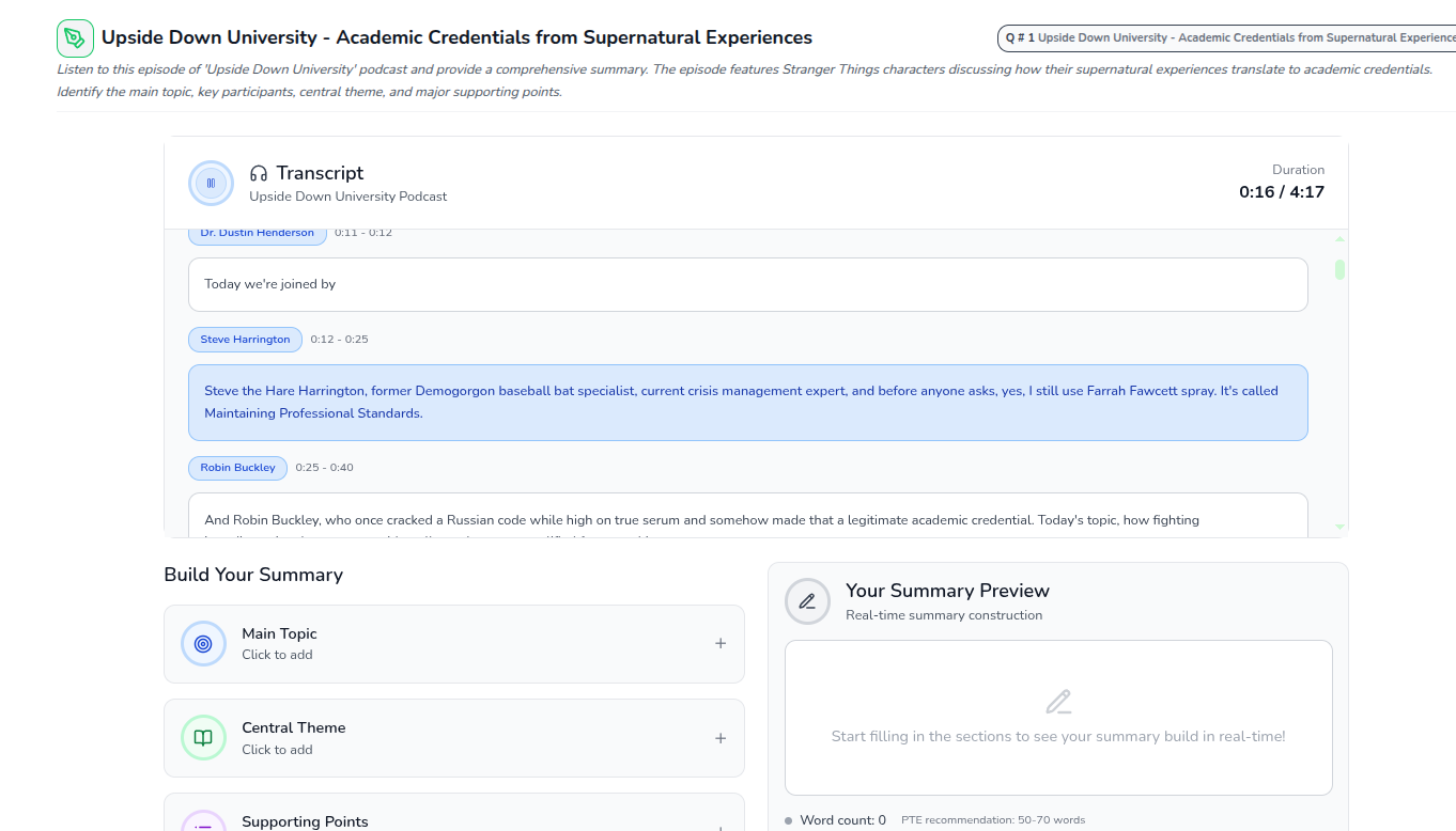 Podcast Summary Practice